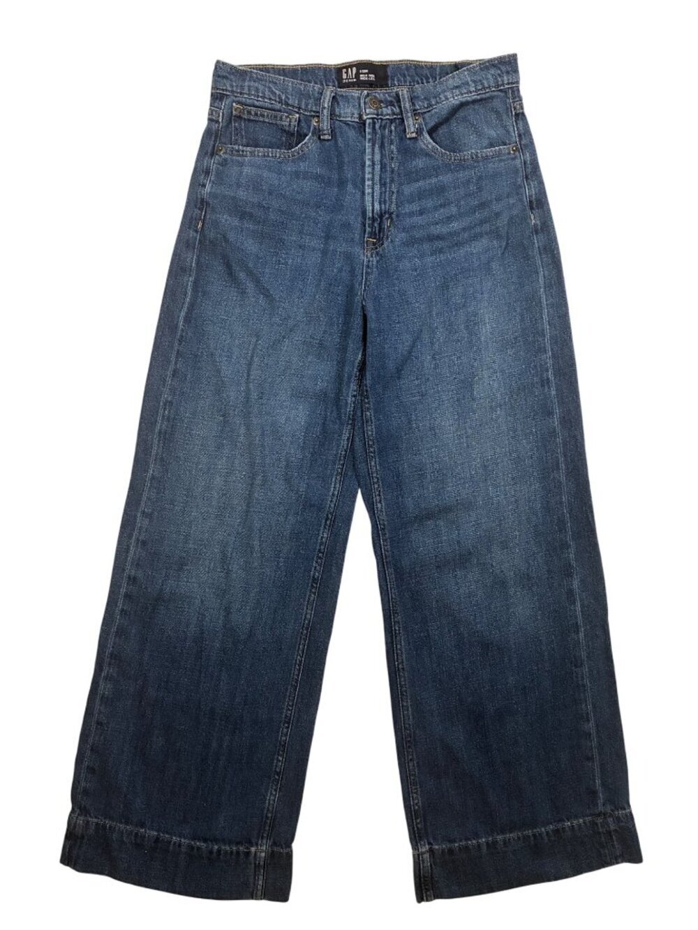 Gap Womens High Rise Wide Leg Jeans 6/28R Dark Wash Denim Casual Style